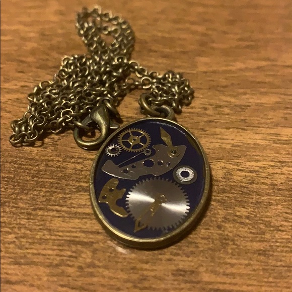 Vintage Antique Watch Gears Necklace 24” chain - Picture 2 of 6